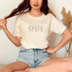 Daisy Lovely Wildflowers Embroidered Tshirt, Sweatshirt, Hoodie